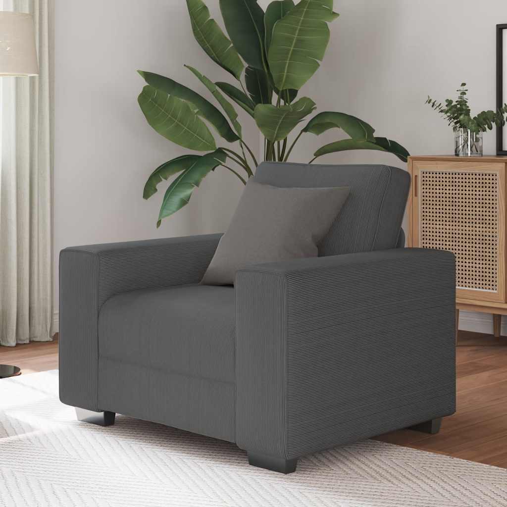 Fauteuil 100x77x82 cm corduroy stof donkergrijs is nu te koop bij PeponiXL, paradijselijk wonen!