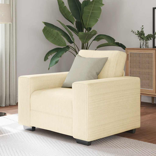 Sofastoel Crème 100x77x82 cm Corduroy Stof is nu te koop bij PeponiXL, paradijselijk wonen!