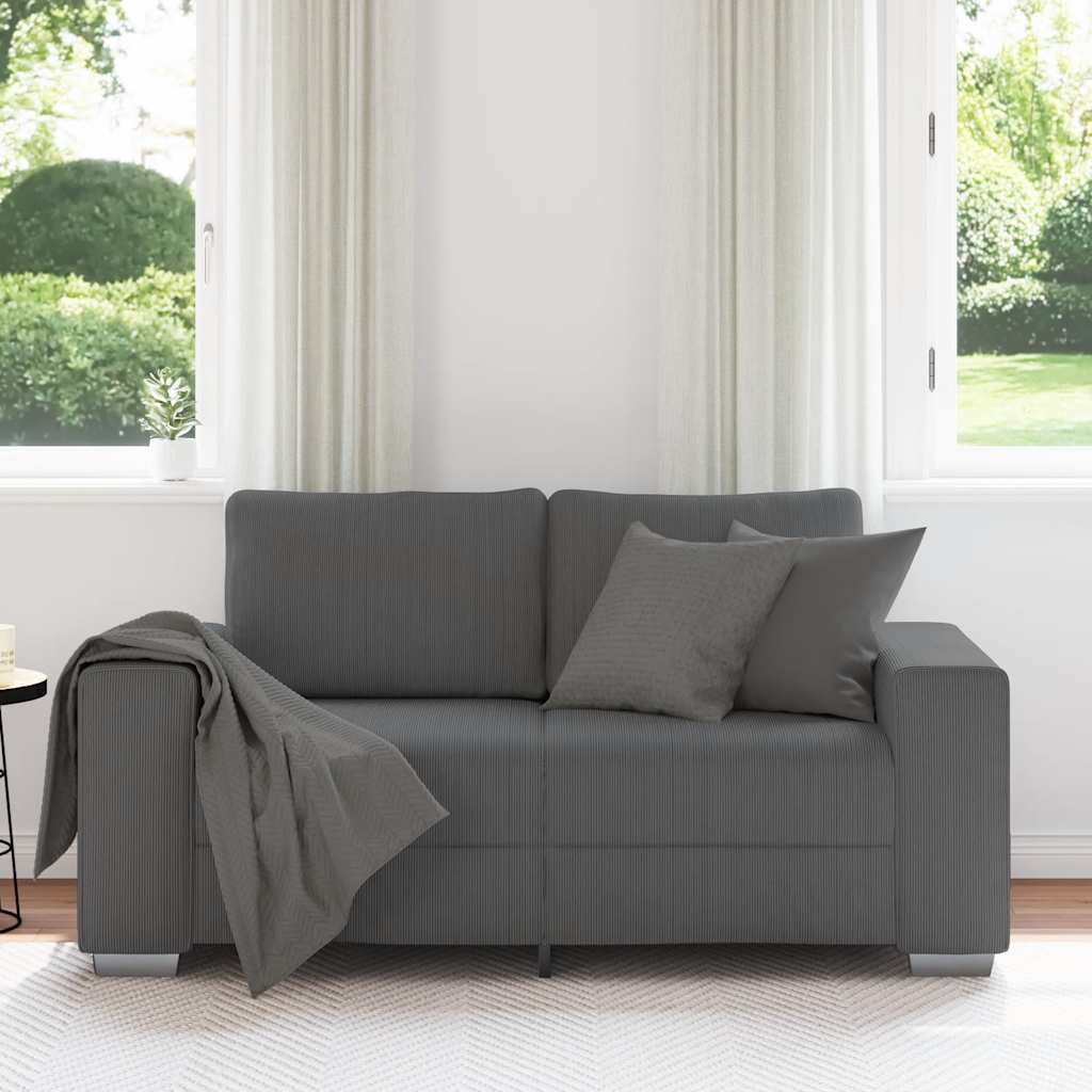 Loveseat bank 160x77x82 cm corduroy stof donkergrijs is nu te koop bij PeponiXL, paradijselijk wonen!