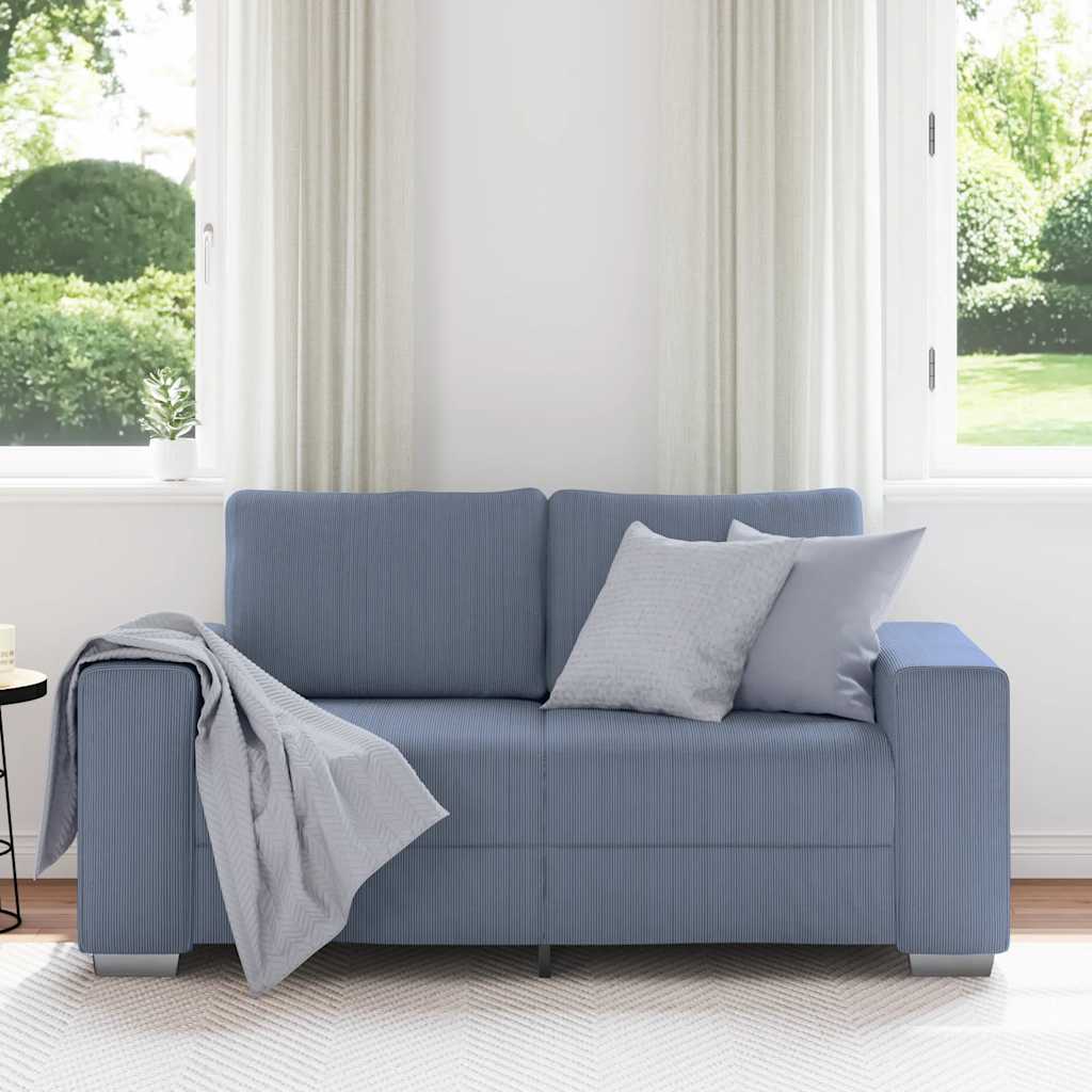 Loveseat Sofa Blauw 160x77x82 cm Corduroy Stof is nu te koop bij PeponiXL, paradijselijk wonen!