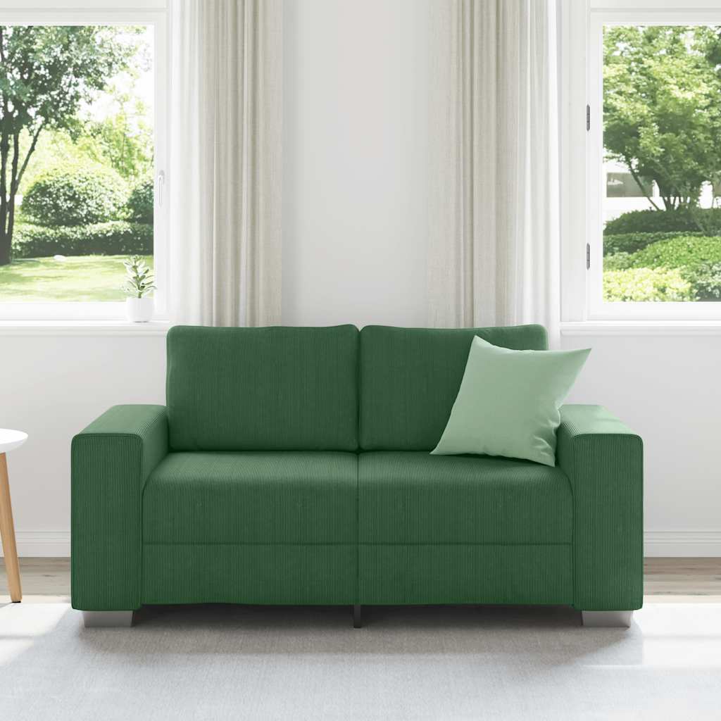 Loveseat Sofa Donkergroen 160x77x82 cm Corduroy Stof is nu te koop bij PeponiXL, paradijselijk wonen!