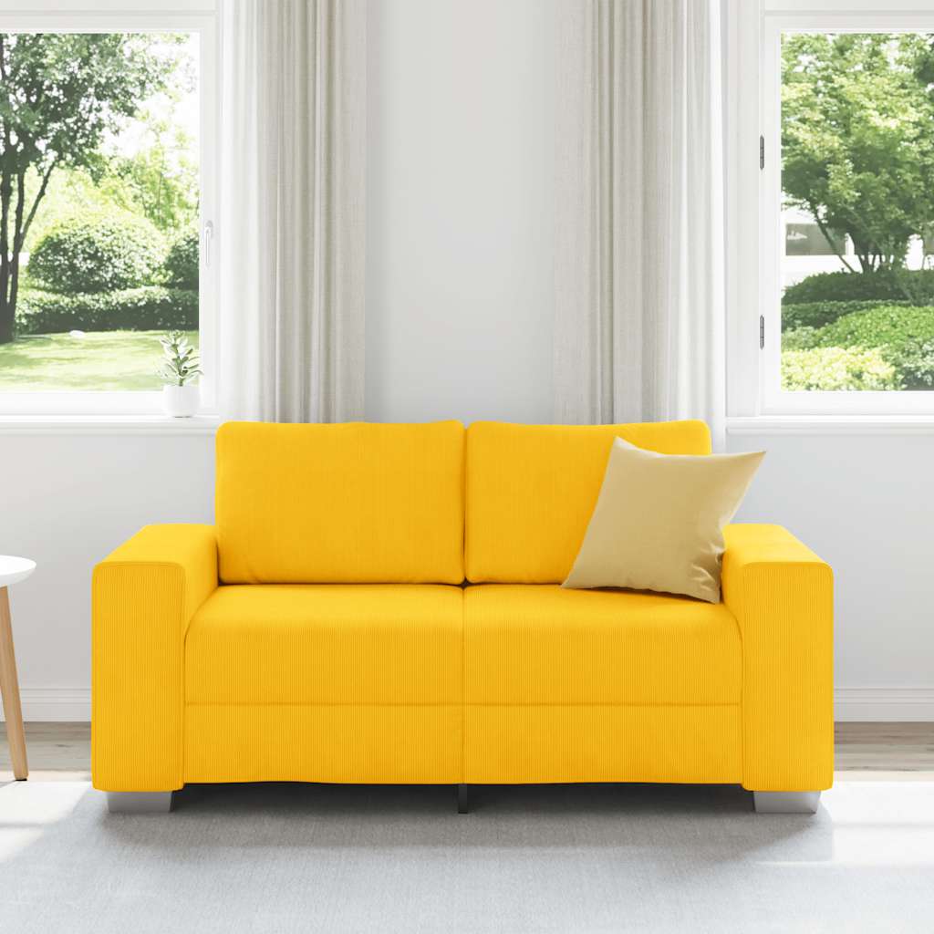 Loveseat Sofa Lichtgeel 160x77x82 cm Corduroy Stof is nu te koop bij PeponiXL, paradijselijk wonen!