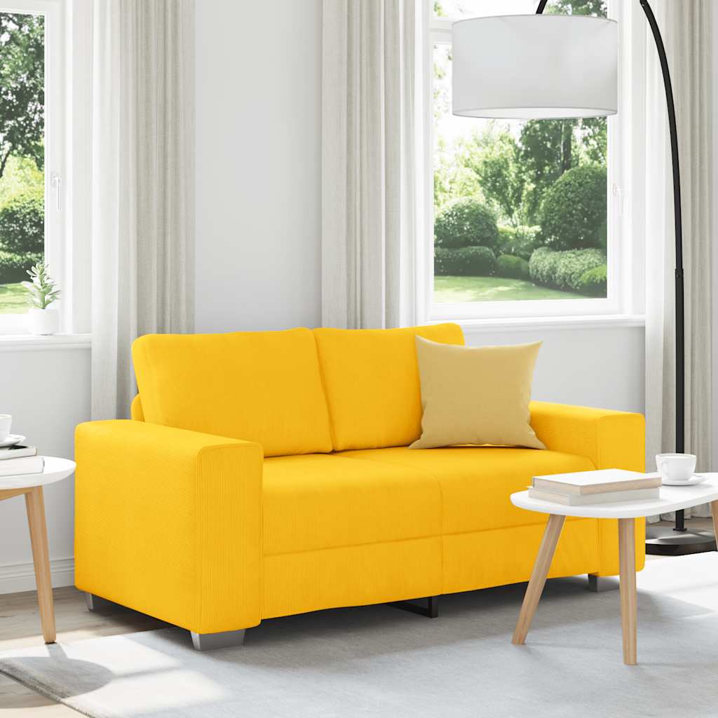 Loveseat Sofa Lichtgeel 160x77x82 cm Corduroy Stof is nu te koop bij PeponiXL, paradijselijk wonen!