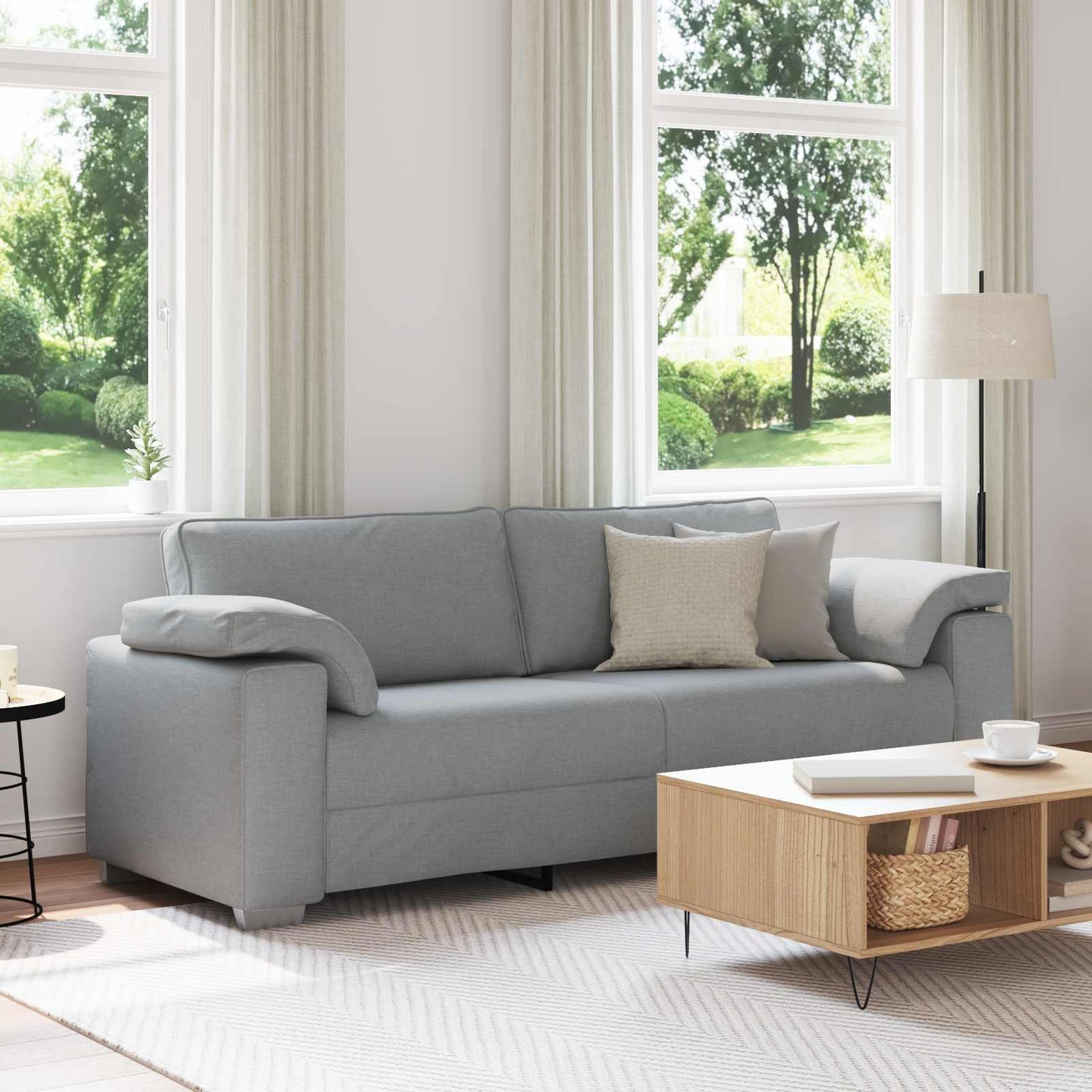 3-Zits Bank Lichtgrijs 220 cm Stof is nu te koop bij PeponiXL, paradijselijk wonen!