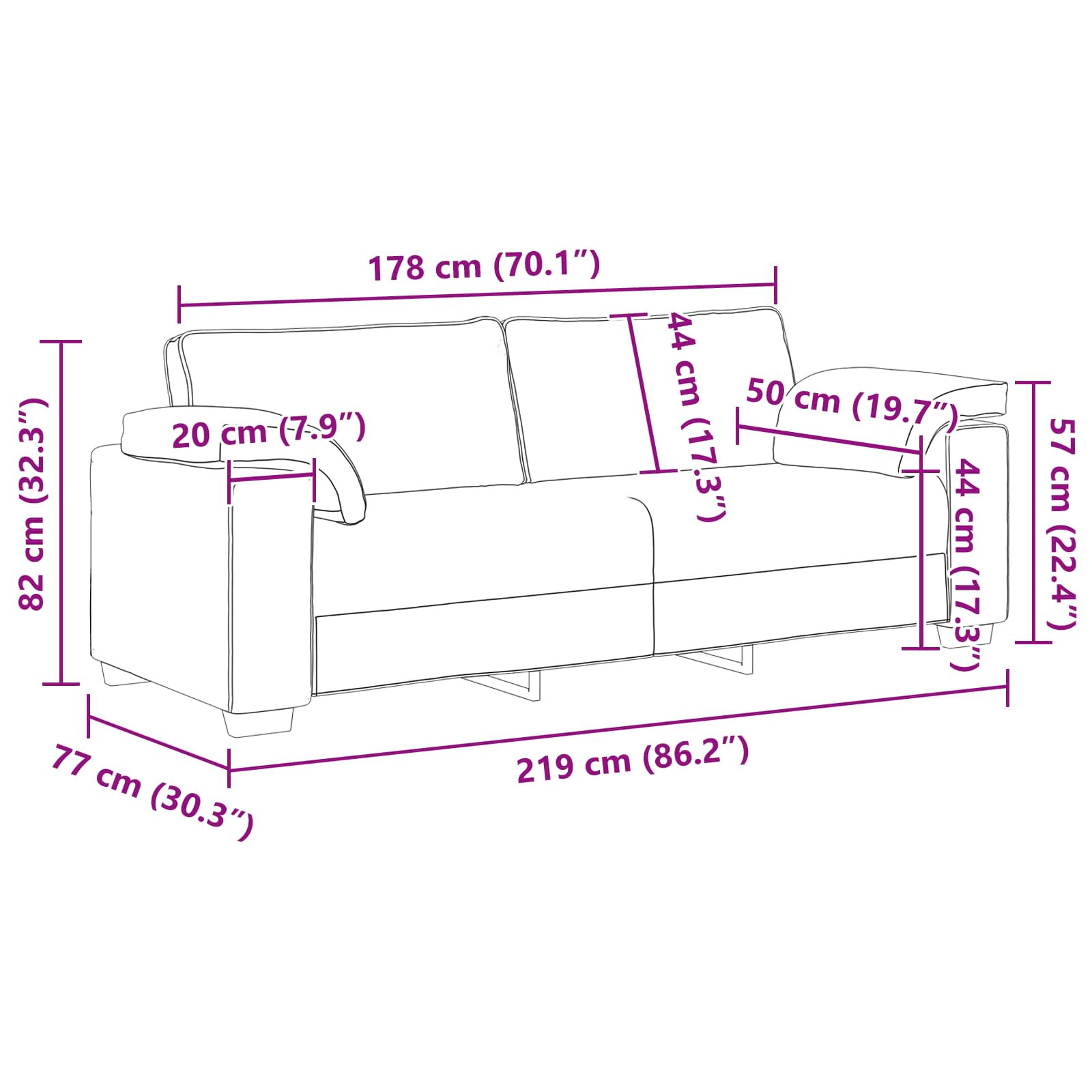 3-Zits Bank Lichtgrijs 220 cm Stof is nu te koop bij PeponiXL, paradijselijk wonen!
