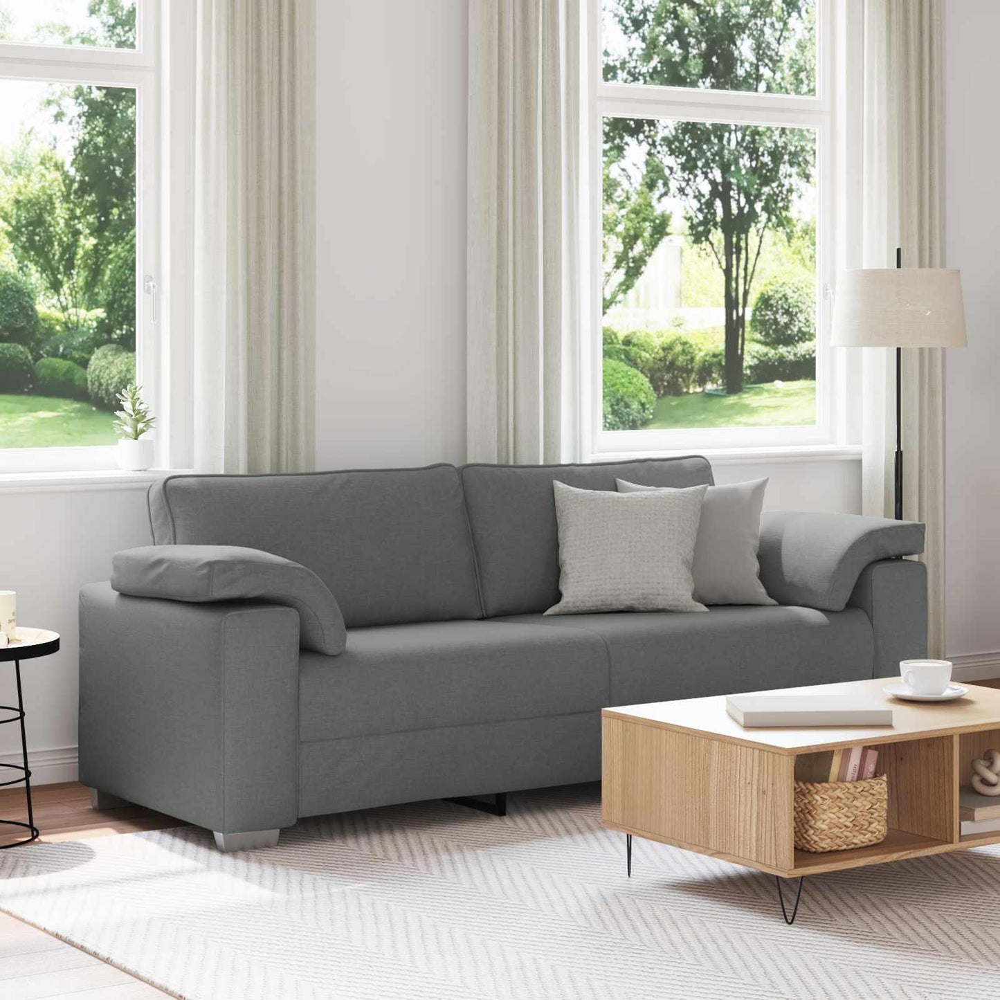 3-Zits Bank Donkergrijs 220 cm Stof is nu te koop bij PeponiXL, paradijselijk wonen!