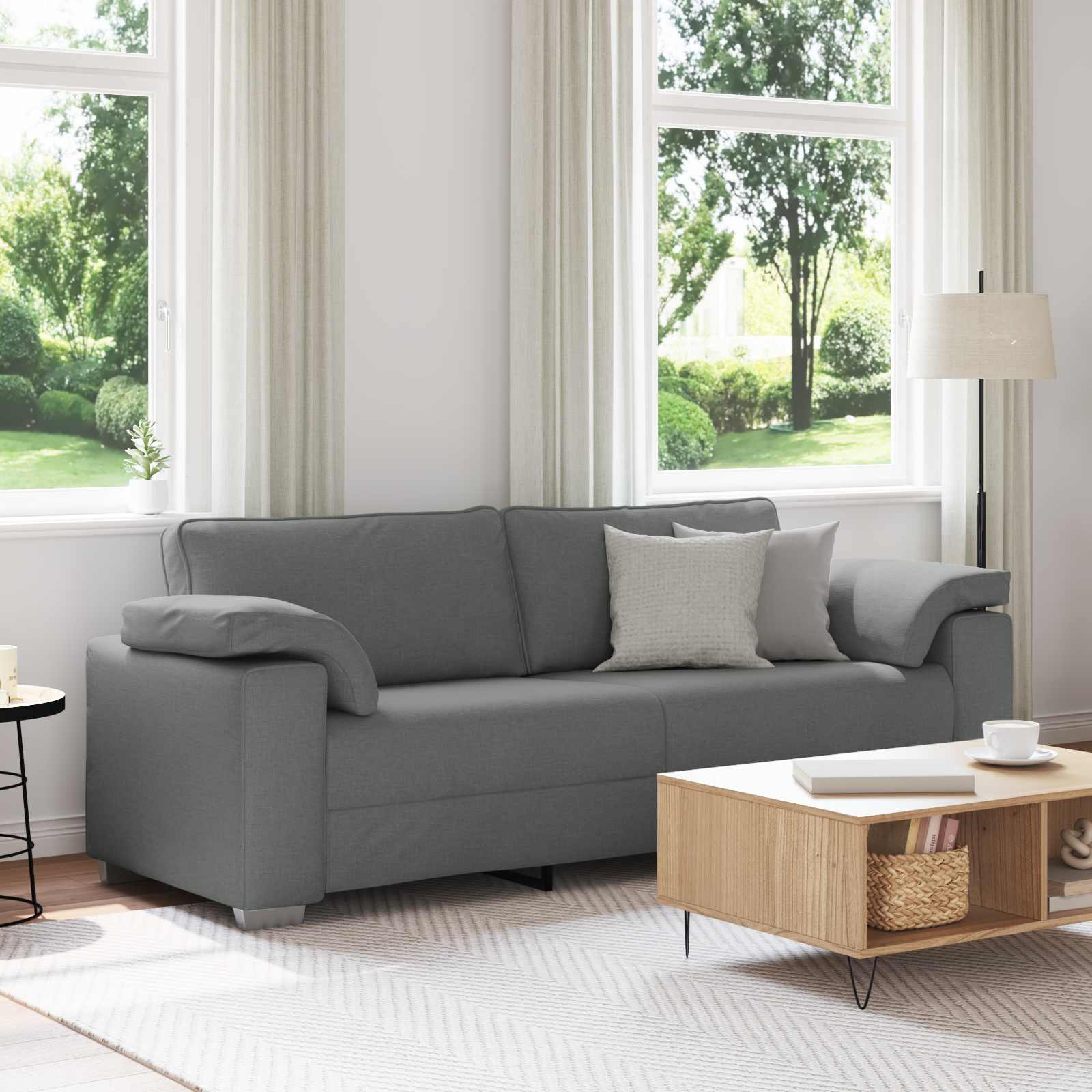 3-Zits Bank Donkergrijs 220 cm Stof is nu te koop bij PeponiXL, paradijselijk wonen!