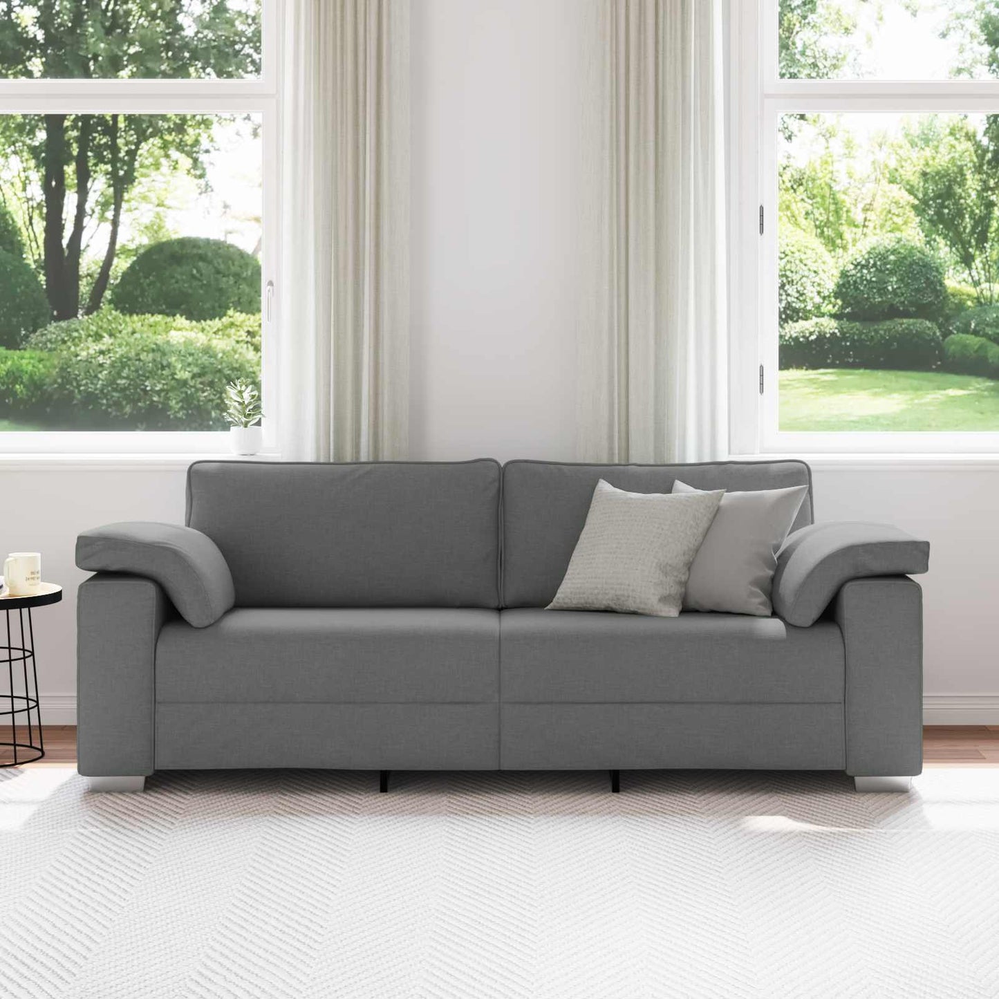 3-Zits Bank Donkergrijs 220 cm Stof is nu te koop bij PeponiXL, paradijselijk wonen!