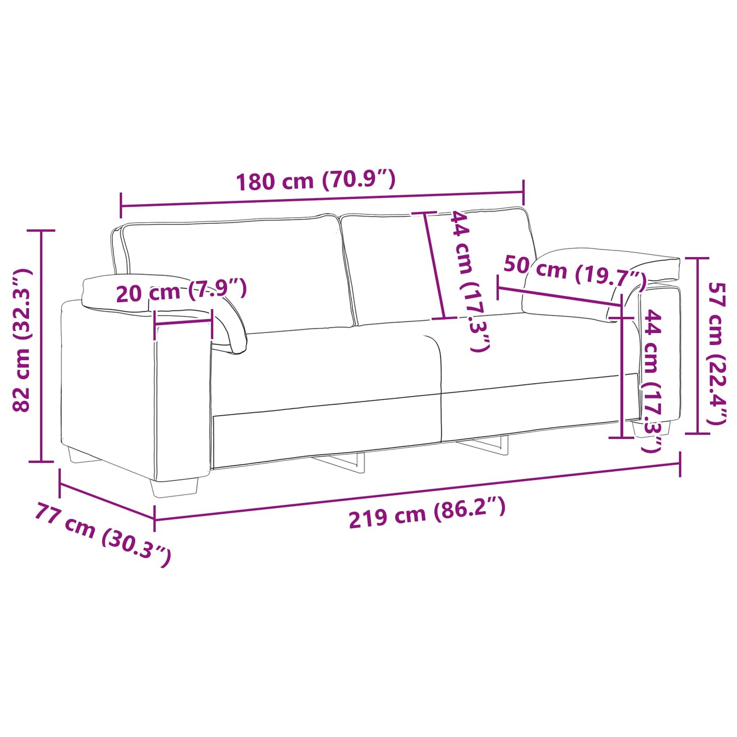 3-Zits Bank Donkergrijs 220 cm Stof is nu te koop bij PeponiXL, paradijselijk wonen!