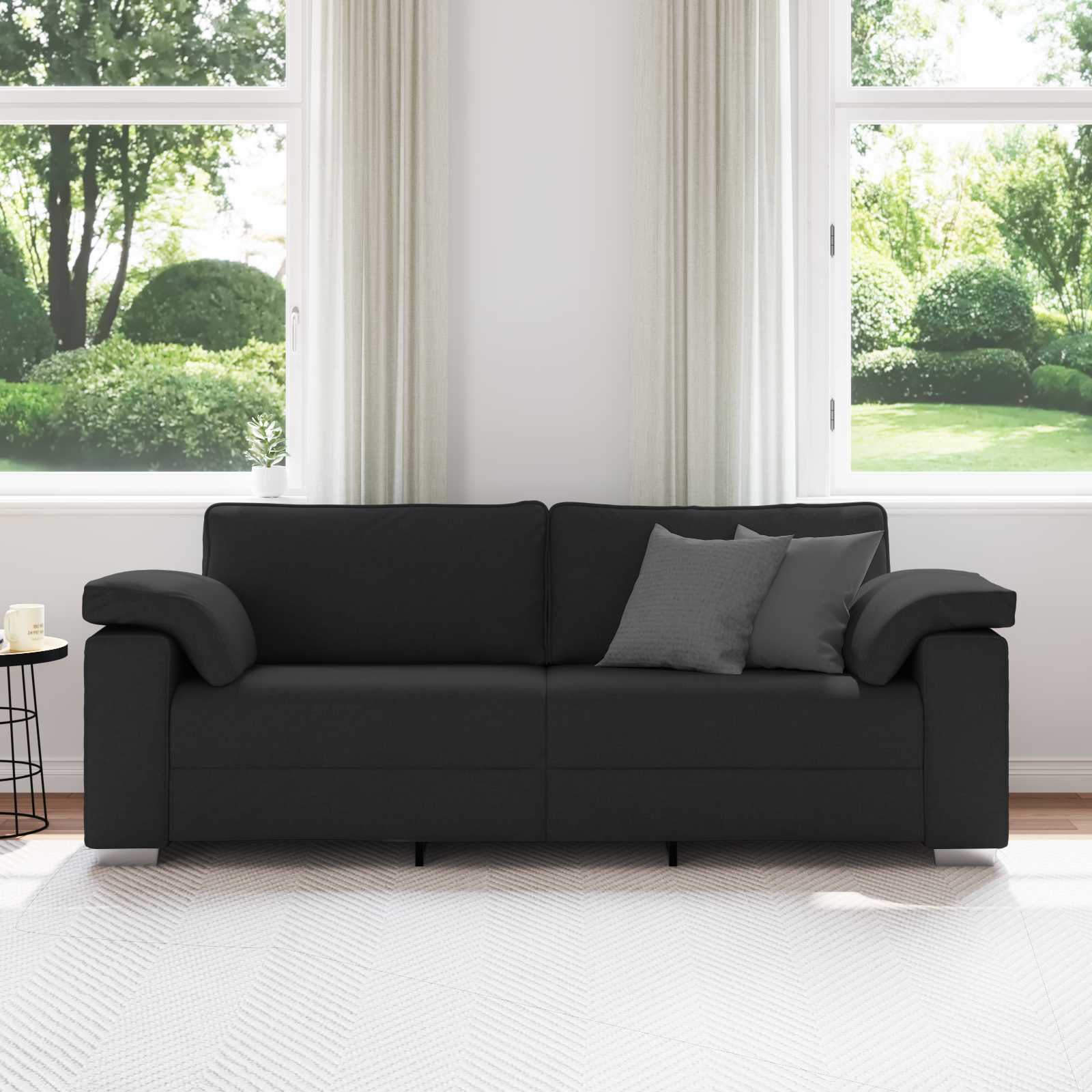 3-Zits Bank Zwart 220 cm Stof is nu te koop bij PeponiXL, paradijselijk wonen!
