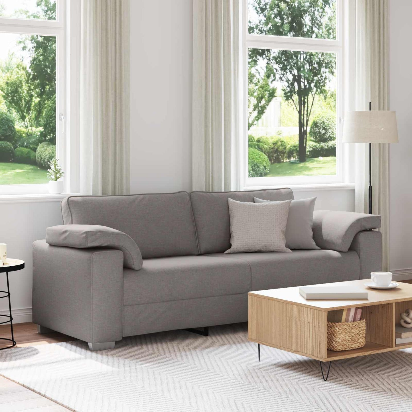 3-Zits Bank Taupe 220 cm Stof is nu te koop bij PeponiXL, paradijselijk wonen!