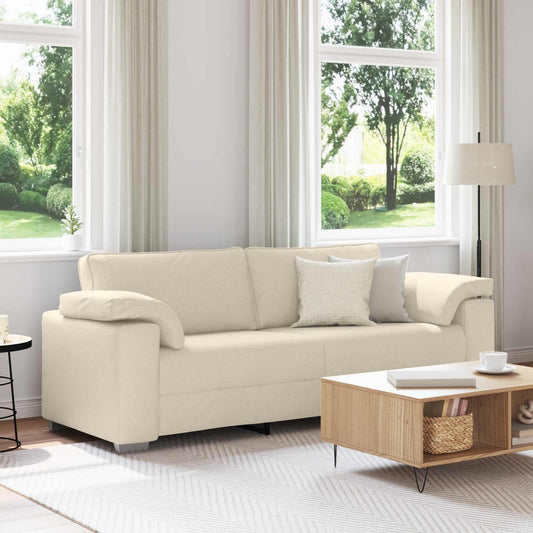 3-Zits Bank Beige 220 cm Linnen-mix stof is nu te koop bij PeponiXL, paradijselijk wonen!