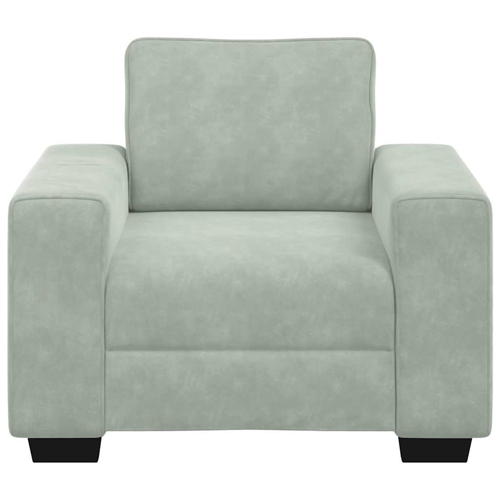Fauteuil 100x77x82 cm fluweel lichtgrijs is nu te koop bij PeponiXL, paradijselijk wonen!