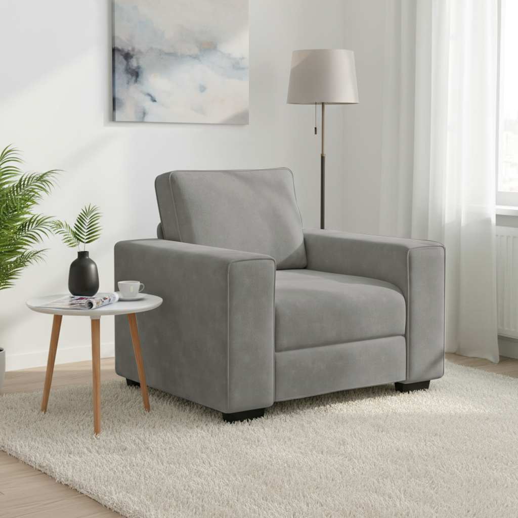 Fauteuil 100x77x82 cm fluweel lichtgrijs is nu te koop bij PeponiXL, paradijselijk wonen!
