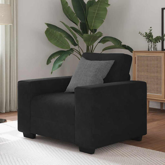 Fauteuil 100x77x82 cm fluweel zwart is nu te koop bij PeponiXL, paradijselijk wonen!