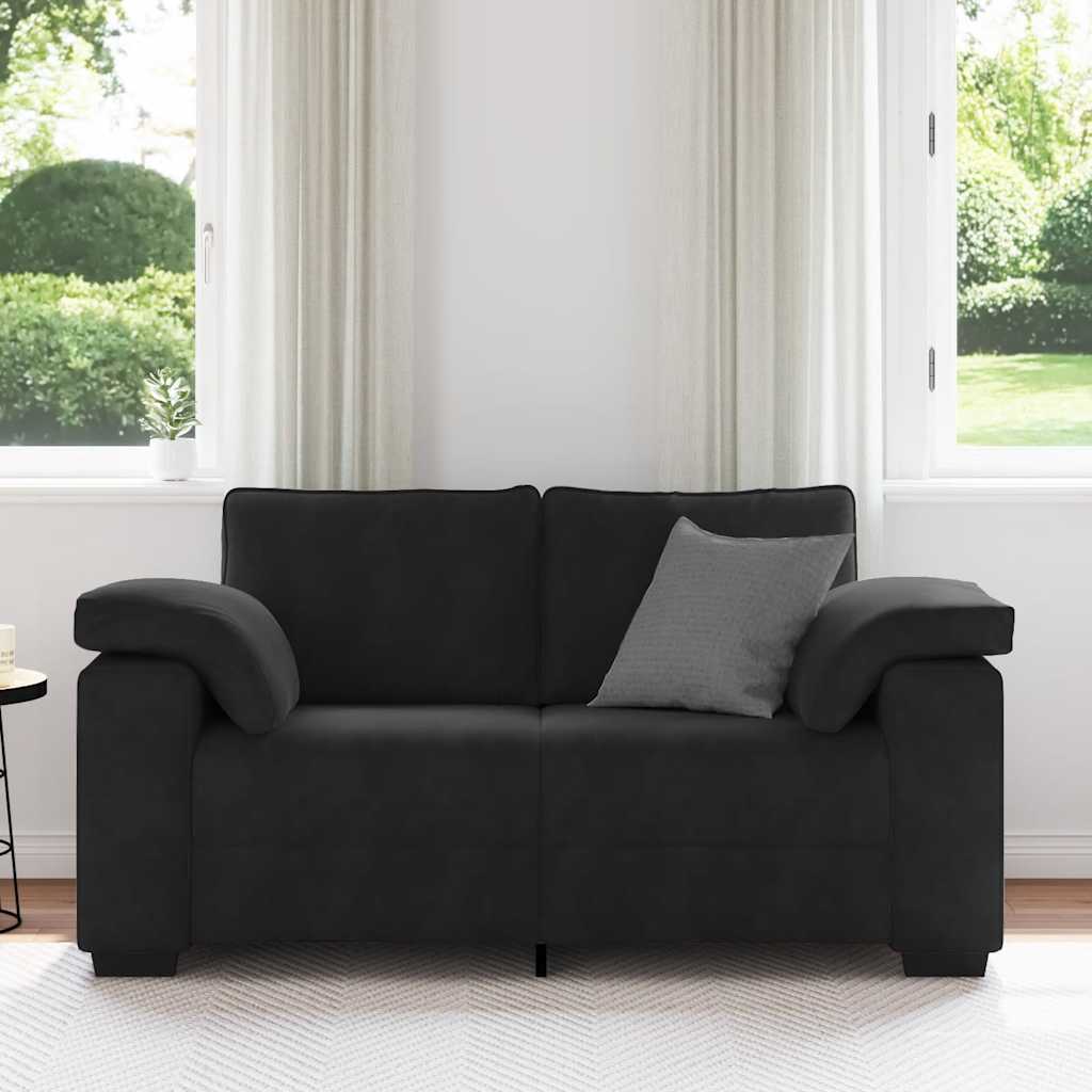 Loveseat bank 160x77x82 cm fluweel zwart is nu te koop bij PeponiXL, paradijselijk wonen!