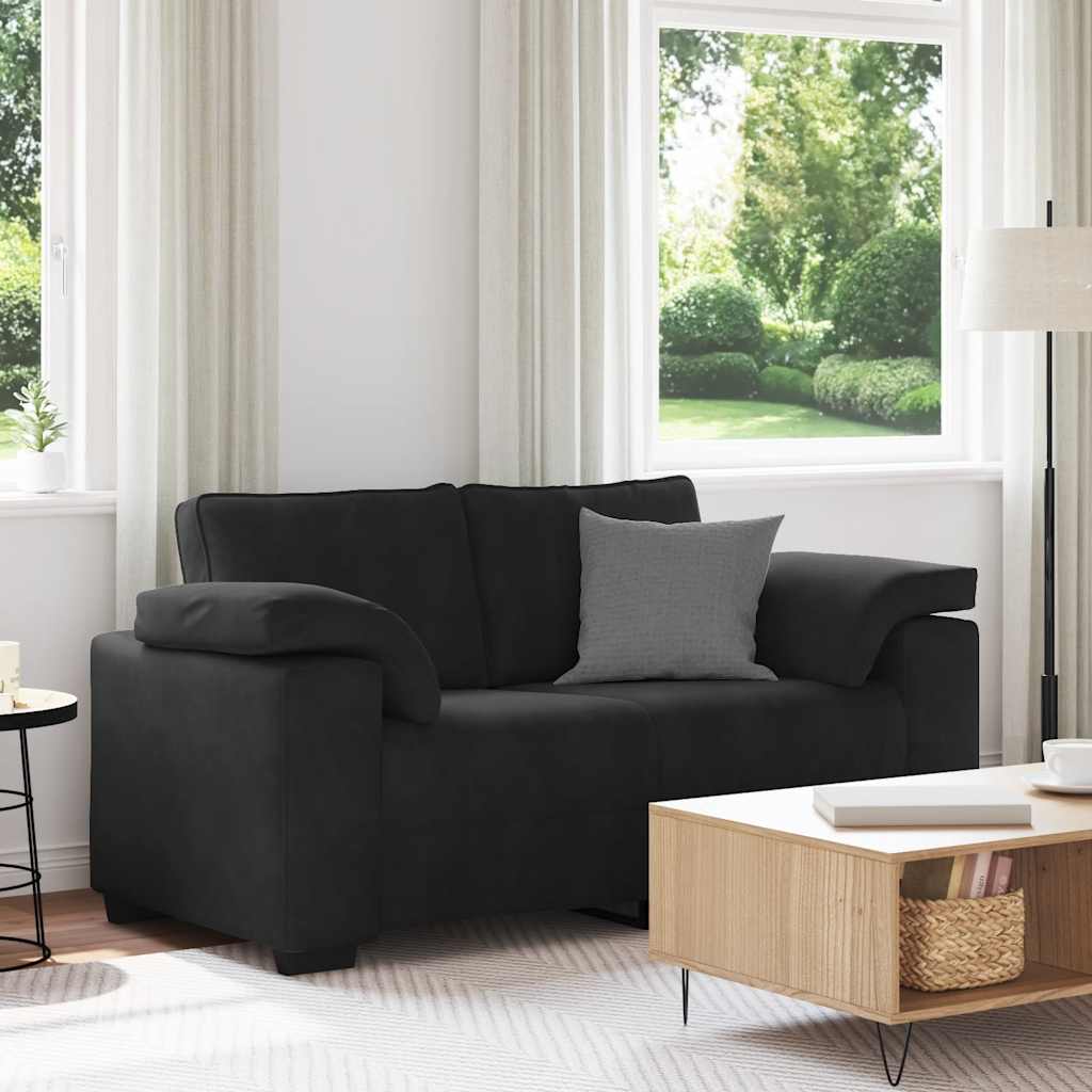 Loveseat bank 160x77x82 cm fluweel zwart is nu te koop bij PeponiXL, paradijselijk wonen!