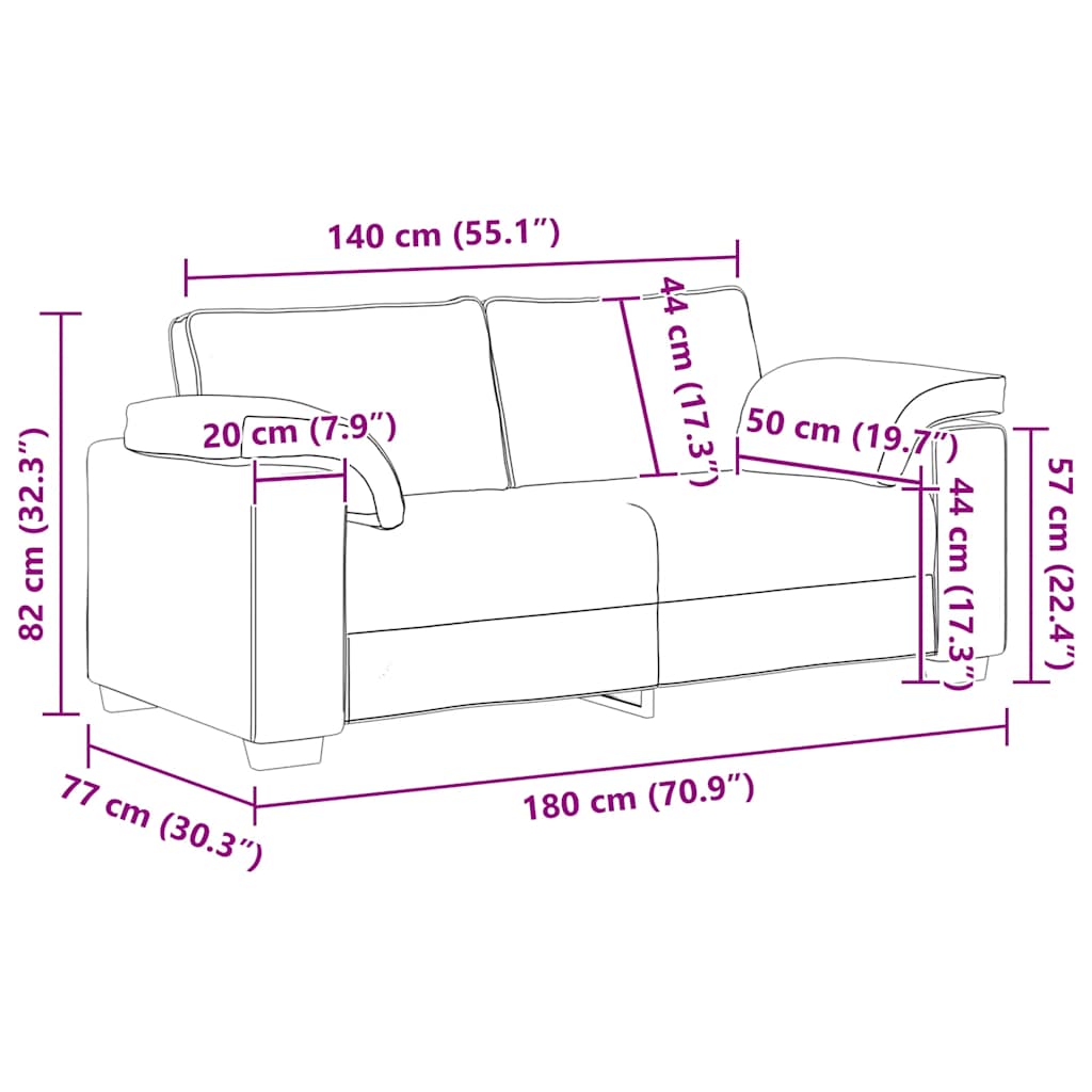Loveseat bank 180x77x82 cm fluweel lichtgrijs is nu te koop bij PeponiXL, paradijselijk wonen!