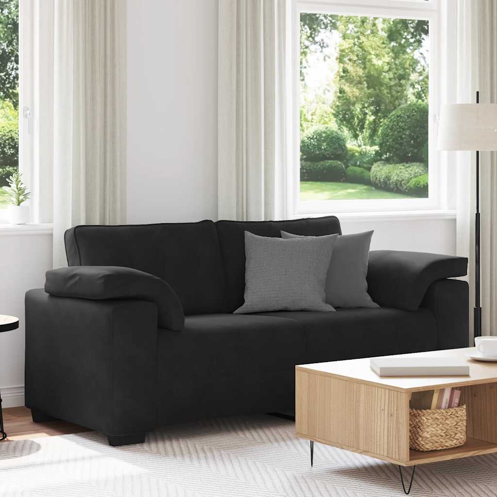 Loveseat bank 180x77x82 cm fluweel zwart is nu te koop bij PeponiXL, paradijselijk wonen!