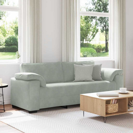 3-zitsbank 220x77x82 cm fluweel lichtgrijs is nu te koop bij PeponiXL, paradijselijk wonen!