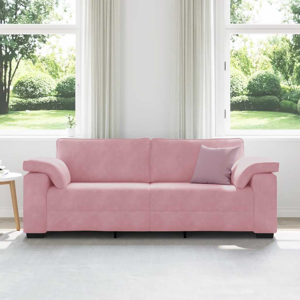 3-zitsbank roze 220x77x82 cm fluweel is nu te koop bij PeponiXL, paradijselijk wonen!
