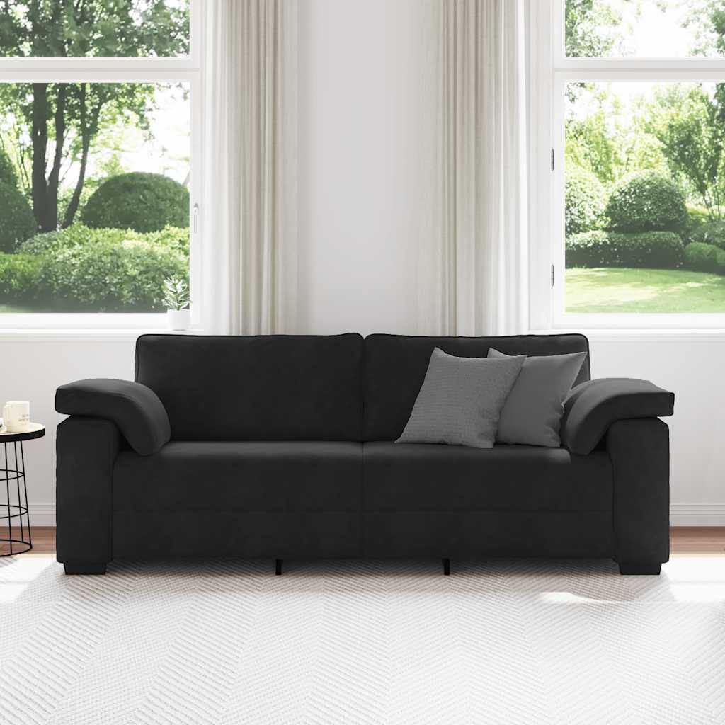 3-zitsbank 220x77x82 cm fluweel zwart is nu te koop bij PeponiXL, paradijselijk wonen!