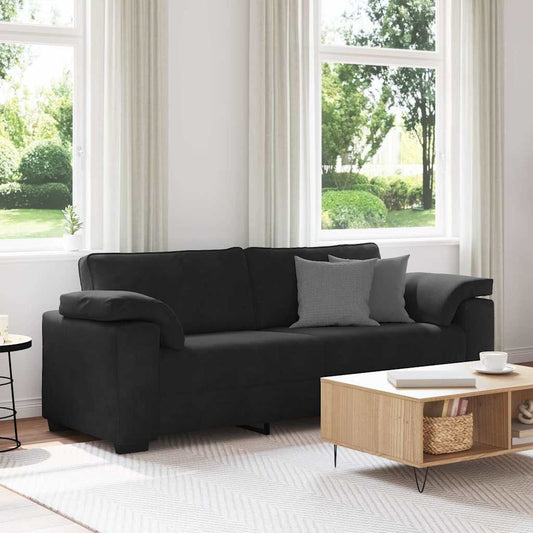 3-zitsbank 220x77x82 cm fluweel zwart is nu te koop bij PeponiXL, paradijselijk wonen!