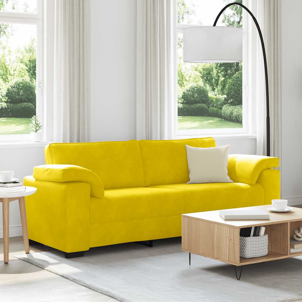 3-zitsbank Geel 220x77x82 cm Fluweel is nu te koop bij PeponiXL, paradijselijk wonen!