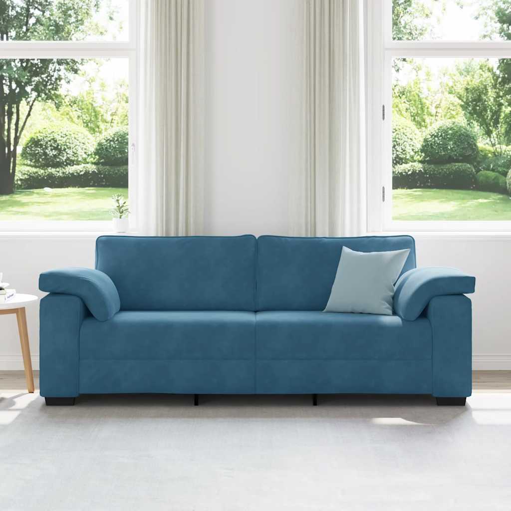 3-zitsbank blauw 220x77x82 cm fluweel is nu te koop bij PeponiXL, paradijselijk wonen!