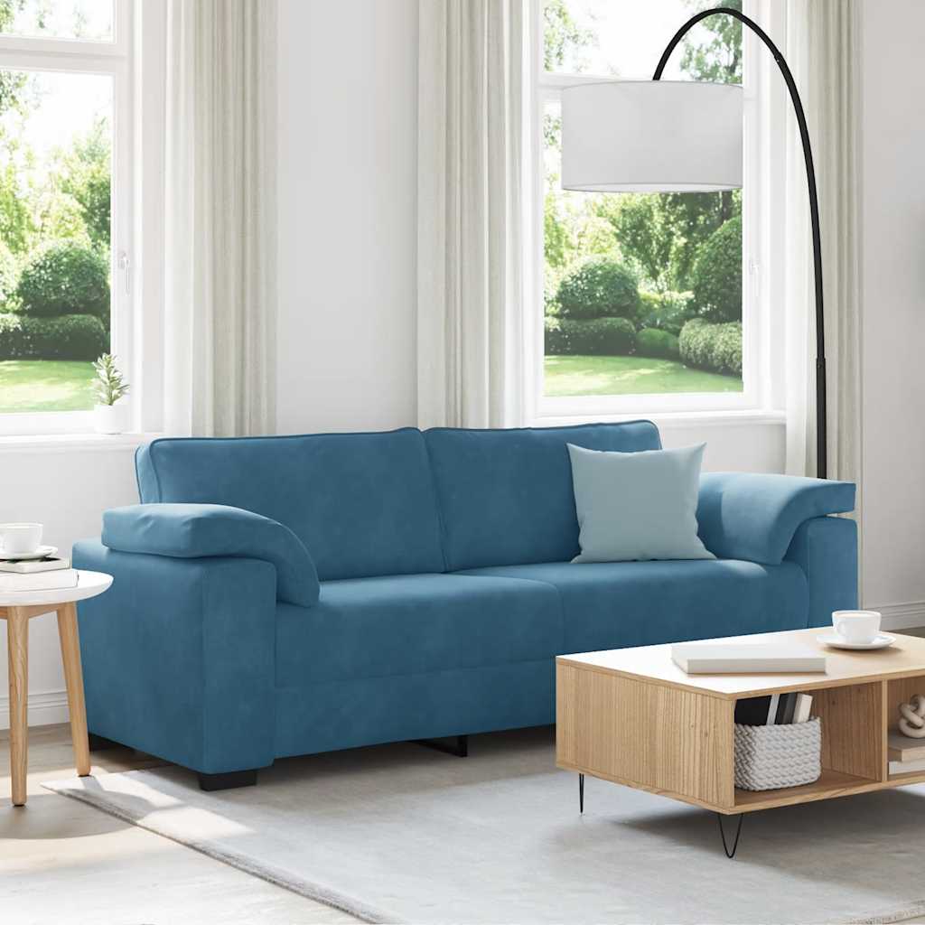 3-zitsbank blauw 220x77x82 cm fluweel is nu te koop bij PeponiXL, paradijselijk wonen!