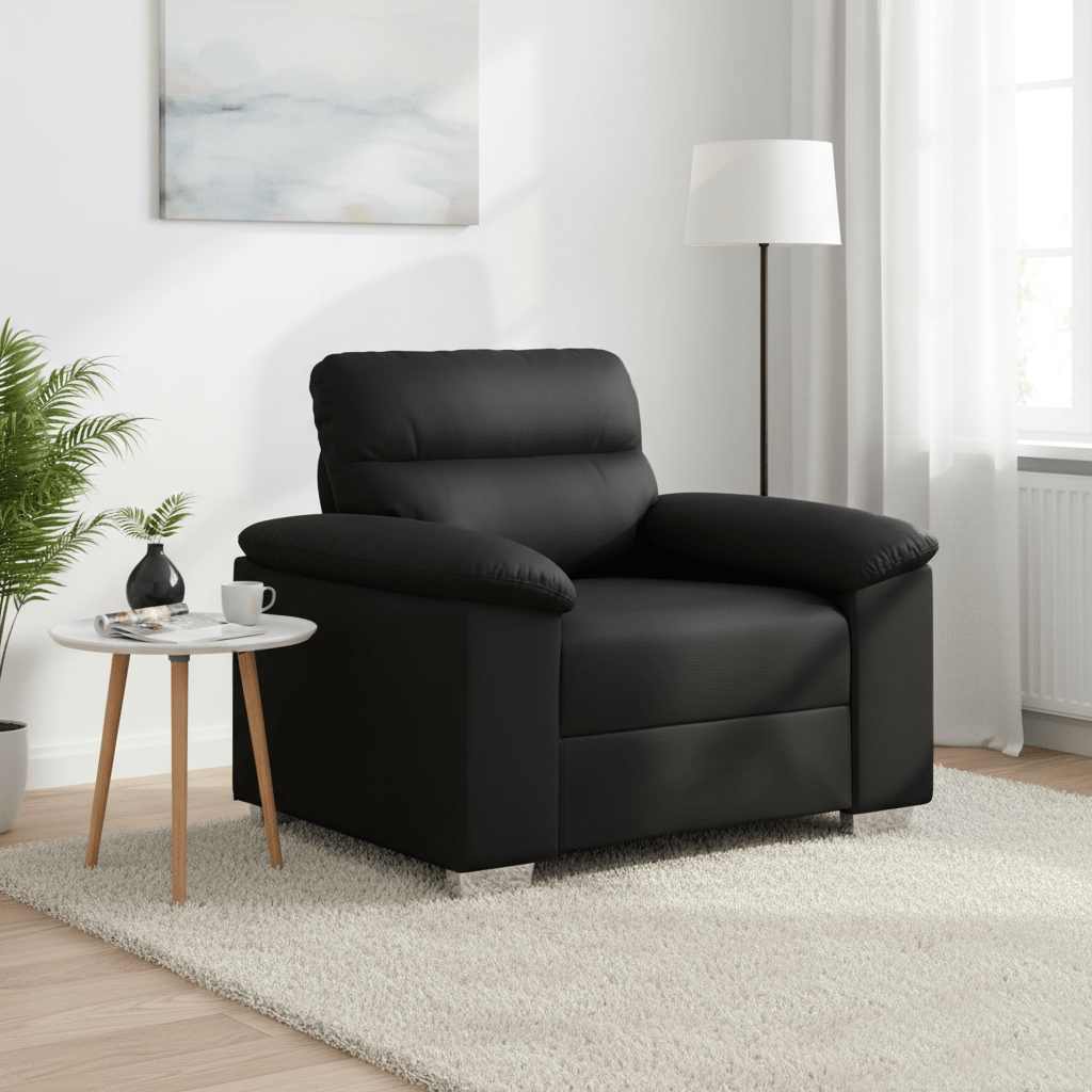 Fauteuil 100x81x84 cm kunstleer zwart is nu te koop bij PeponiXL, paradijselijk wonen!