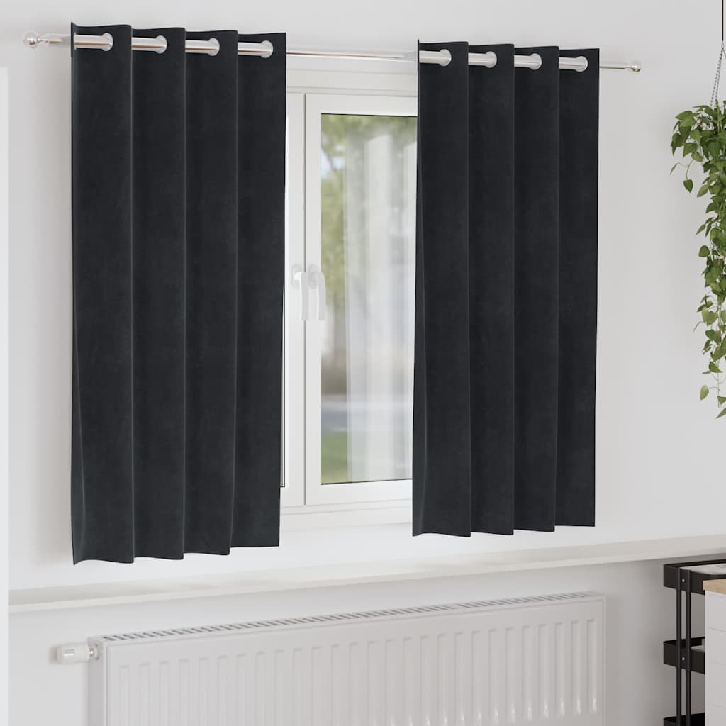 Verduisterende gordijnen 2 pcs Zwart 140 x 175 cm Fluweel is nu te koop bij PeponiXL, paradijselijk wonen!