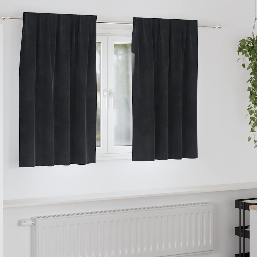 Verduisterende gordijnen 2 pcs Zwart 140 x 140 cm Fluweel is nu te koop bij PeponiXL, paradijselijk wonen!