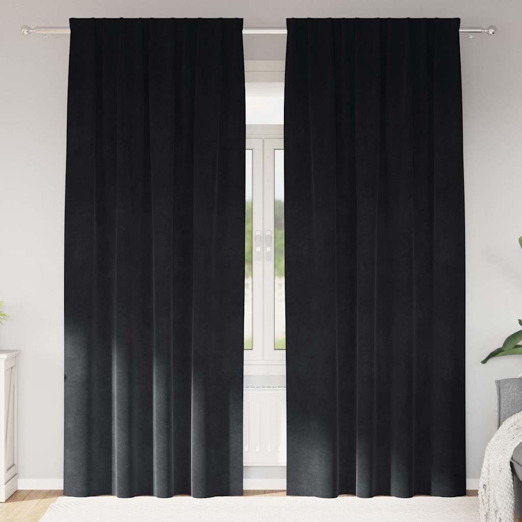 Verduisterende gordijnen 2 pcs Zwart 140 x 245 cm Fluweel is nu te koop bij PeponiXL, paradijselijk wonen!