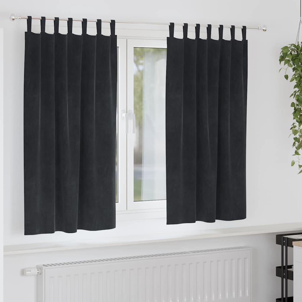 Verduisterende gordijnen 2 pcs Zwart 140 x 175 cm Fluweel is nu te koop bij PeponiXL, paradijselijk wonen!