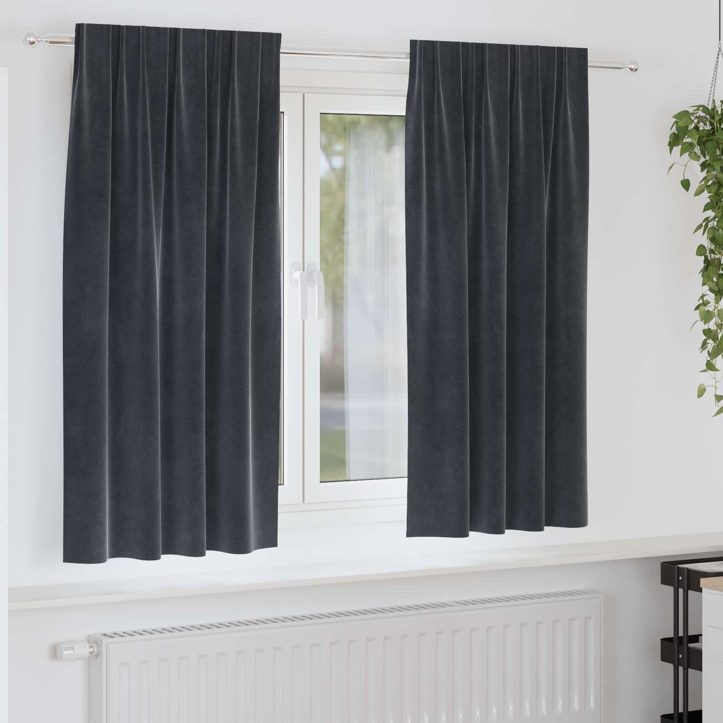 Verduisterende gordijnen 2 pcs Donkergrijs 140 x 175 cm Fluweel is nu te koop bij PeponiXL, paradijselijk wonen!