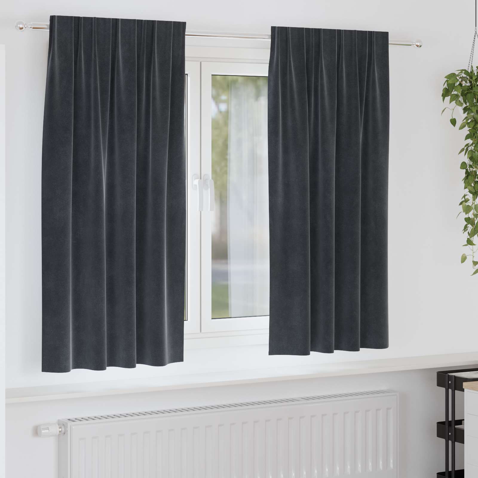 Verduisterende gordijnen 2 pcs Donkergrijs 140 x 175 cm Fluweel is nu te koop bij PeponiXL, paradijselijk wonen!