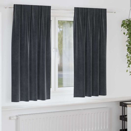 Verduisterende gordijnen 2 pcs Donkergrijs 140 x 175 cm Fluweel is nu te koop bij PeponiXL, paradijselijk wonen!