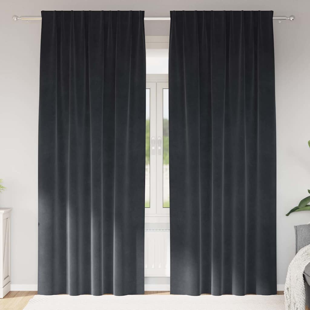 Verduisterende gordijnen 2 pcs Donkergrijs 140 x 245 cm Fluweel is nu te koop bij PeponiXL, paradijselijk wonen!