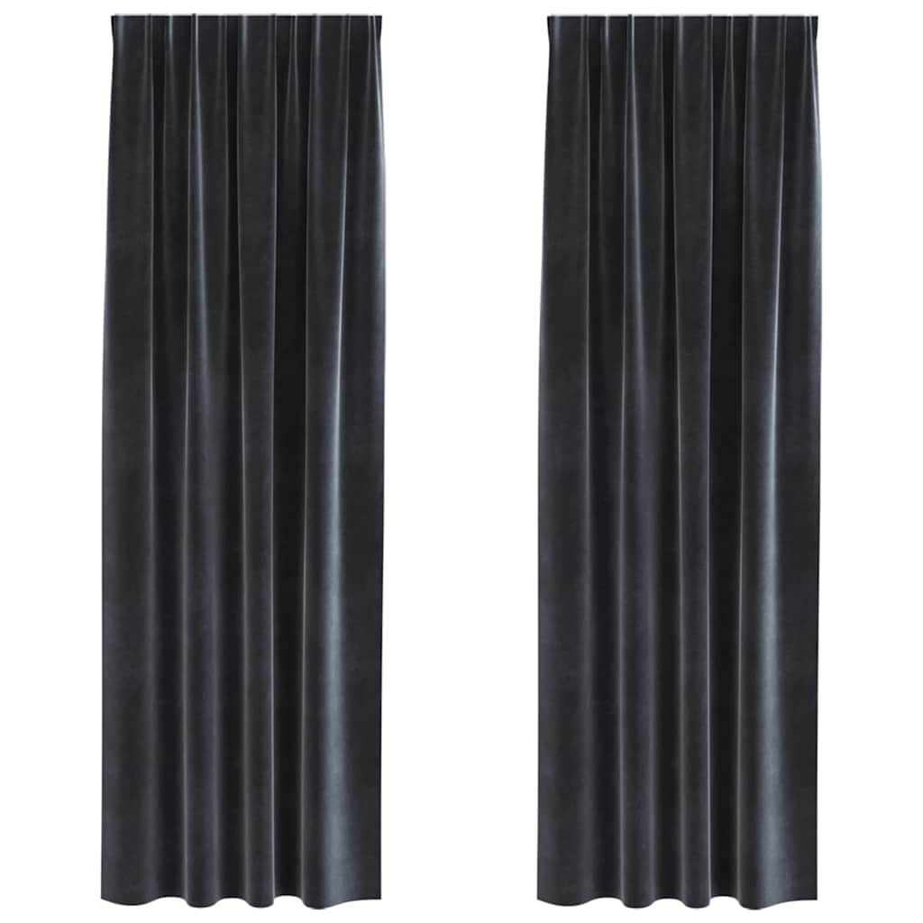 Verduisterende gordijnen 2 pcs Donkergrijs 140 x 245 cm Fluweel is nu te koop bij PeponiXL, paradijselijk wonen!
