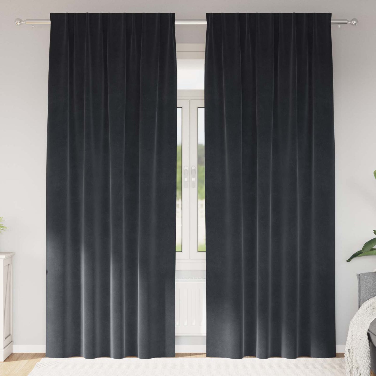 Verduisterende gordijnen 2 pcs Donkergrijs 140 x 260 cm Fluweel is nu te koop bij PeponiXL, paradijselijk wonen!