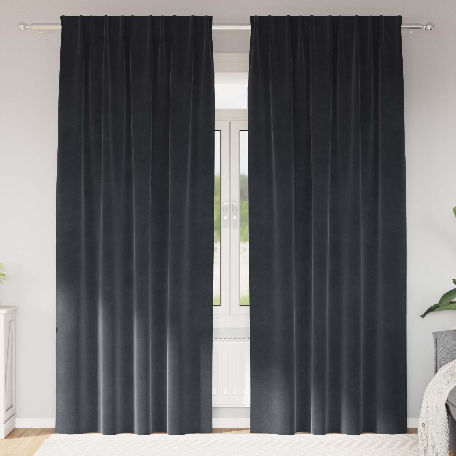 Verduisterende gordijnen 2 pcs Donkergrijs 140 x 260 cm Fluweel is nu te koop bij PeponiXL, paradijselijk wonen!