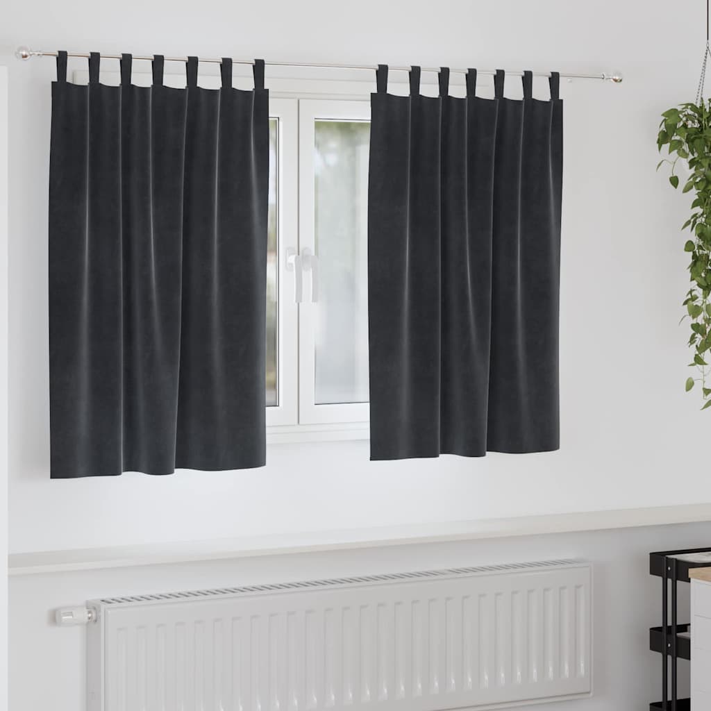 Verduisterende gordijnen 2 pcs Donkergrijs 140 x 140 cm Fluweel is nu te koop bij PeponiXL, paradijselijk wonen!