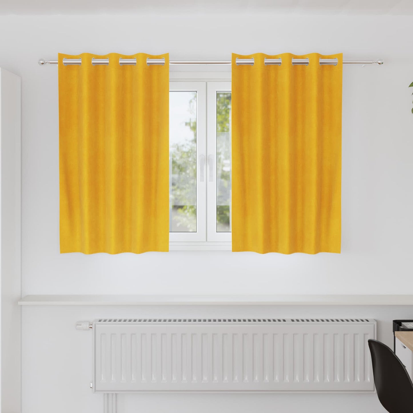 Verduisterende gordijnen 2 pcs Mosterdgeel 140 x 140 cm Fluweel is nu te koop bij PeponiXL, paradijselijk wonen!