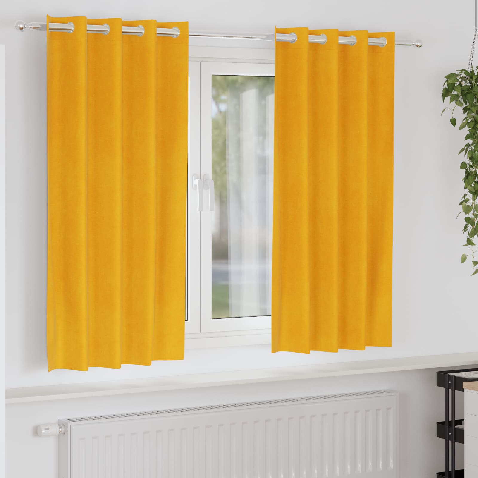 Verduisterende gordijnen 2 pcs Mosterdgeel 140 x 175 cm Fluweel is nu te koop bij PeponiXL, paradijselijk wonen!
