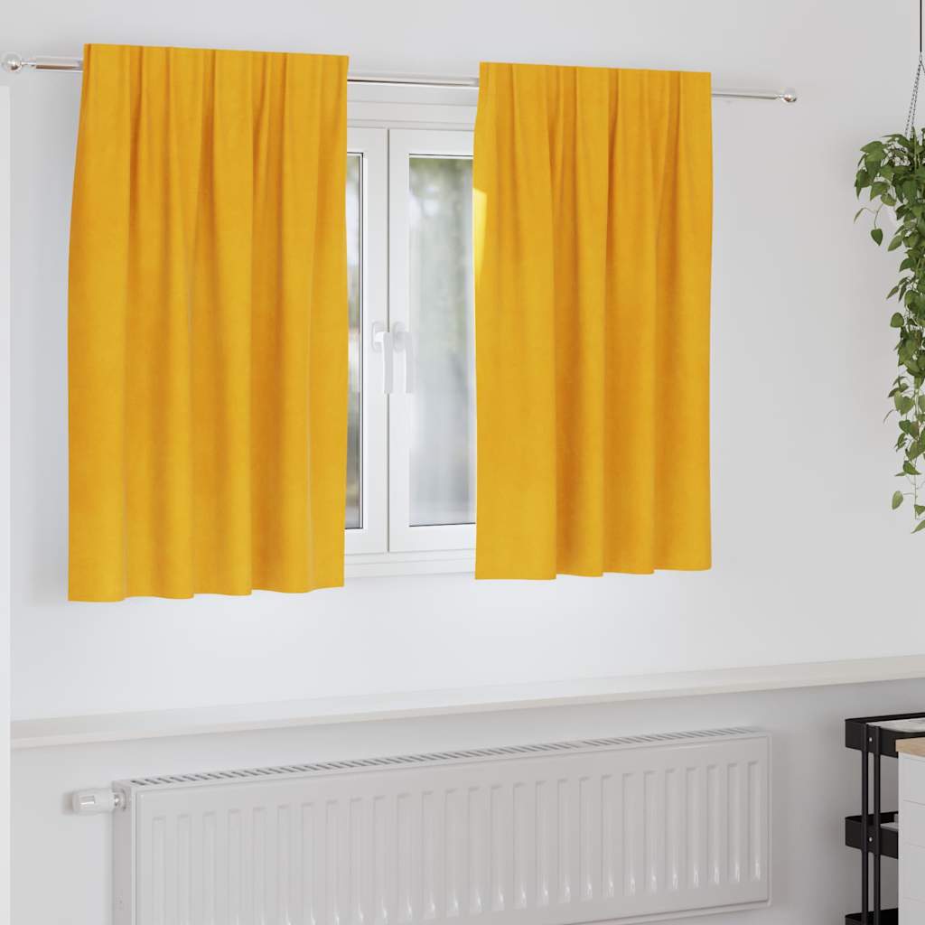 Verduisterende gordijnen 2 pcs Mosterdgeel 140 x 140 cm Fluweel is nu te koop bij PeponiXL, paradijselijk wonen!