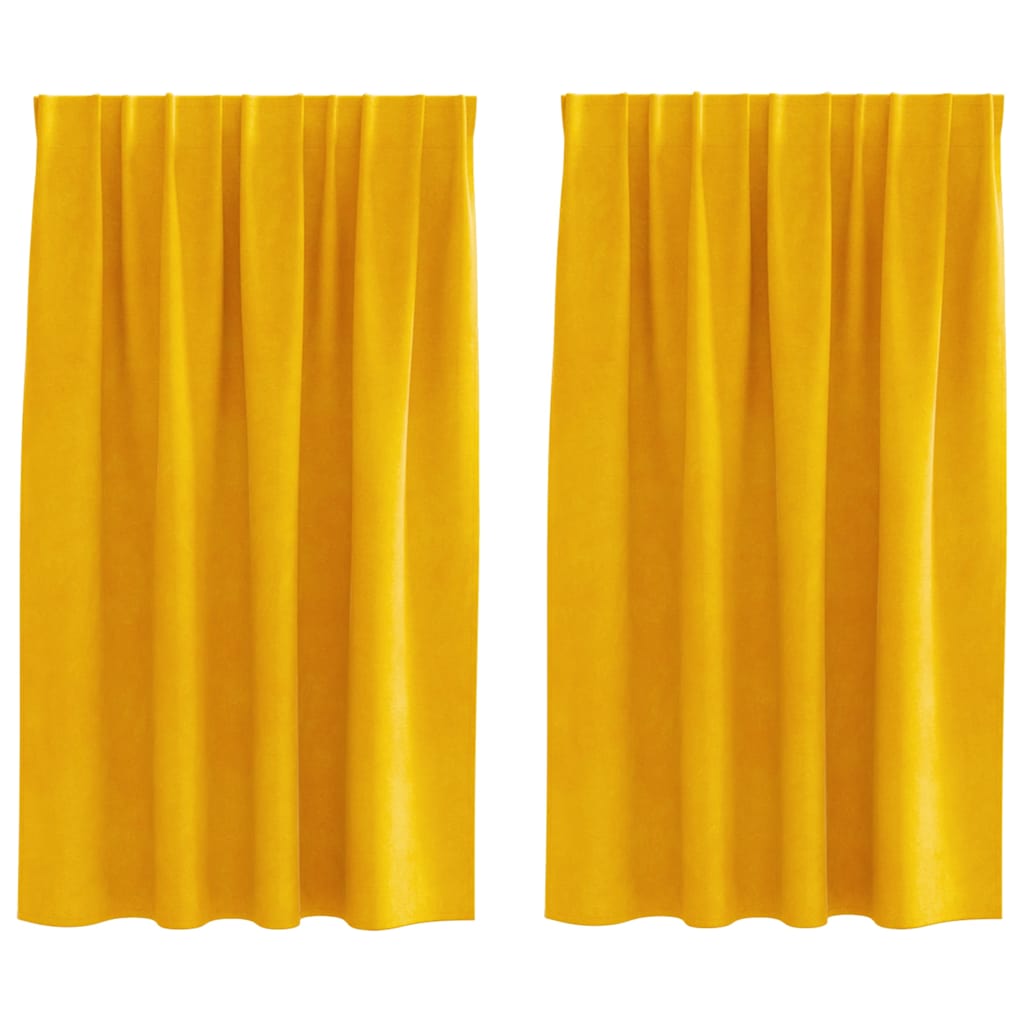 Verduisterende gordijnen 2 pcs Mosterdgeel 140 x 140 cm Fluweel is nu te koop bij PeponiXL, paradijselijk wonen!