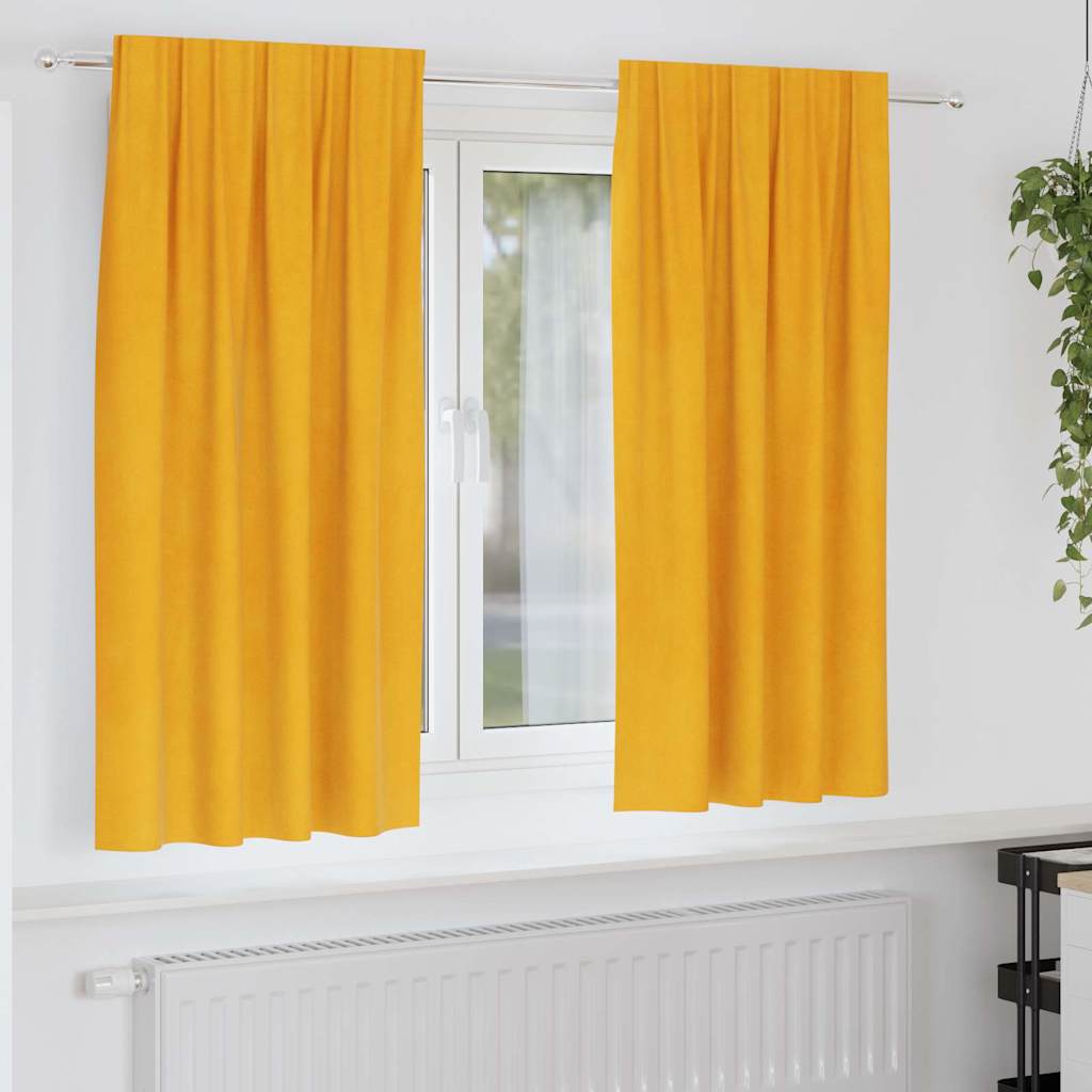 Verduisterende gordijnen 2 pcs Mosterdgeel 140 x 175 cm Fluweel is nu te koop bij PeponiXL, paradijselijk wonen!
