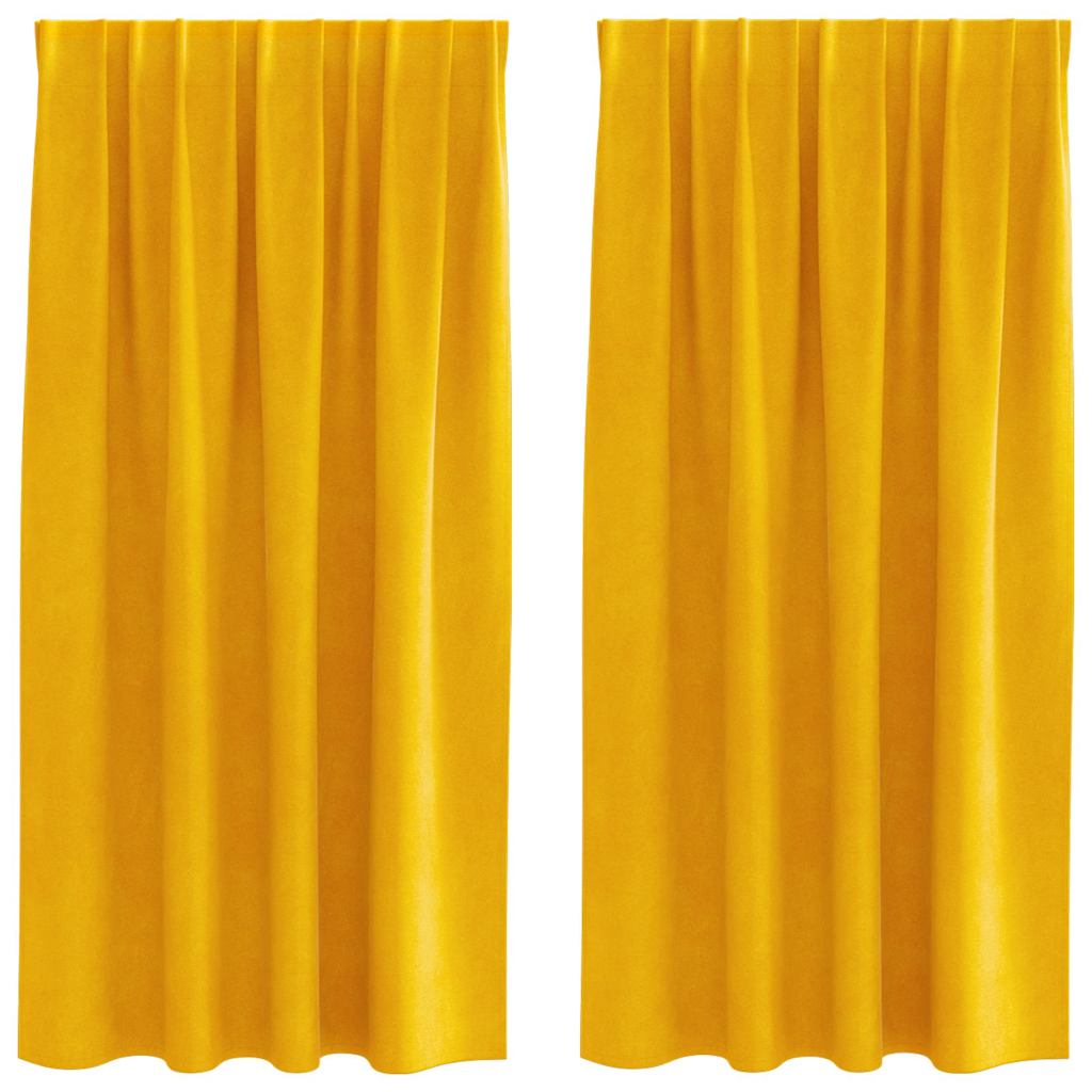 Verduisterende gordijnen 2 pcs Mosterdgeel 140 x 175 cm Fluweel is nu te koop bij PeponiXL, paradijselijk wonen!