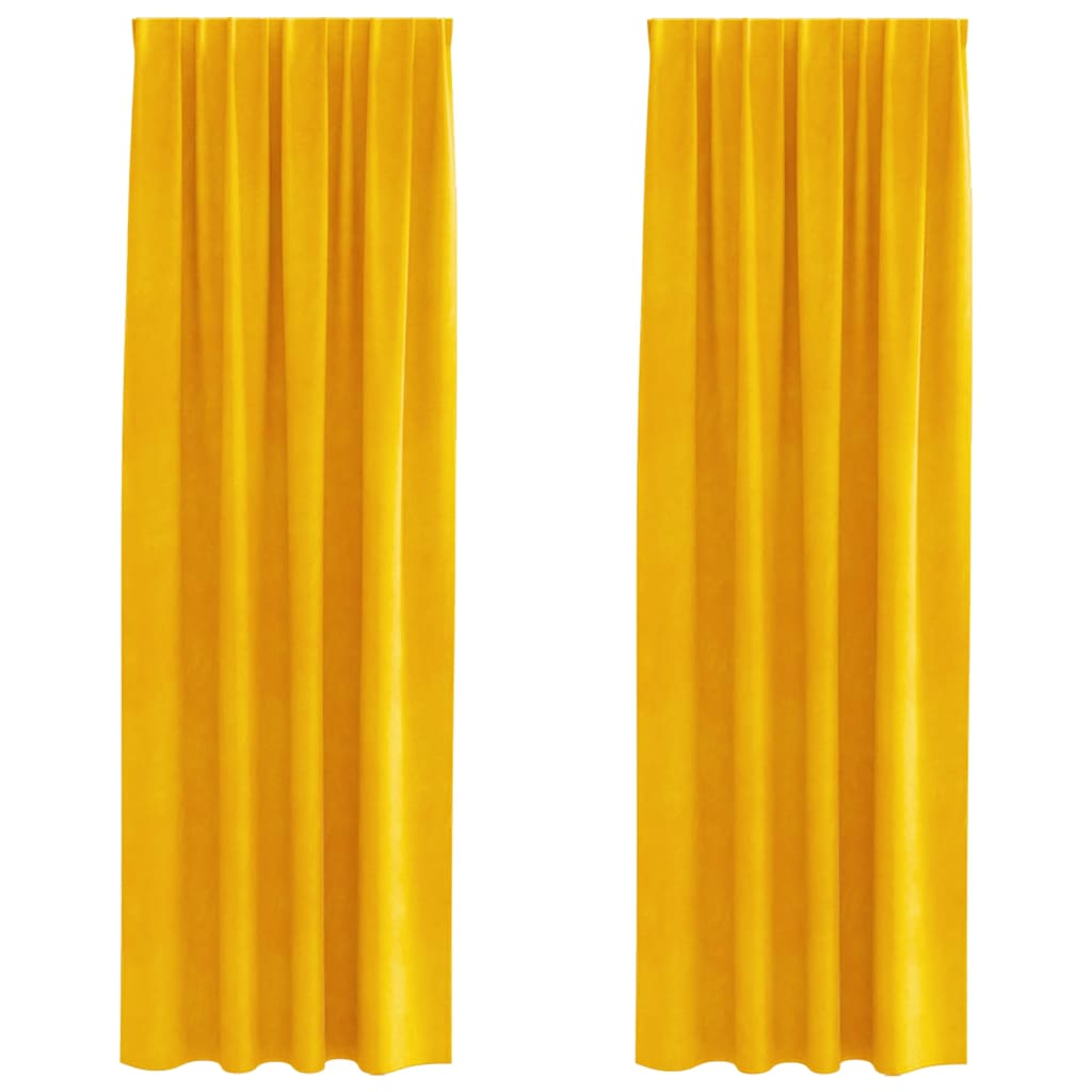 Verduisterende gordijnen 2 pcs Mosterdgeel 140 x 225 cm Fluweel is nu te koop bij PeponiXL, paradijselijk wonen!